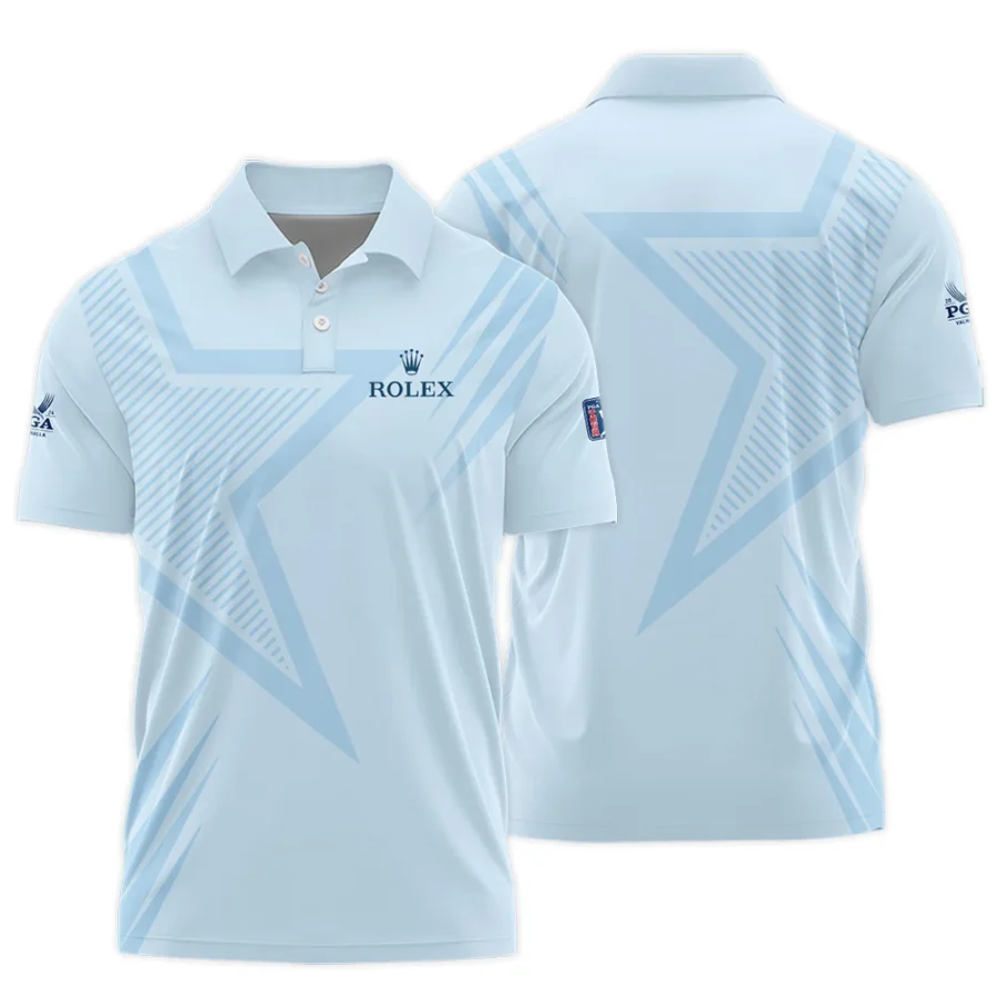 2024 PGA Championship Valhalla Golf Star Line Pattern Light Blue Rolex Polo Shirt Style Classic Polo Shirt For Men