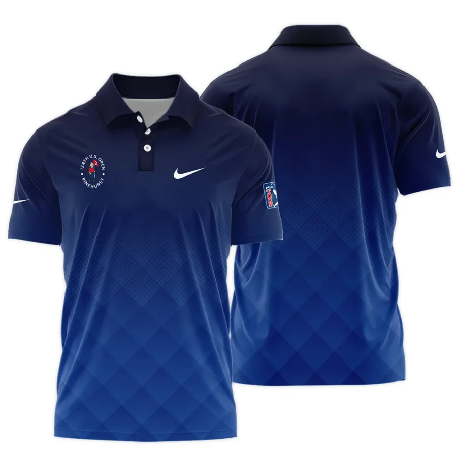 124th U.S. Open Pinehurst Nike Dark Blue Gradient Stripes Pattern Polo Shirt Style Classic Polo Shirt For Men