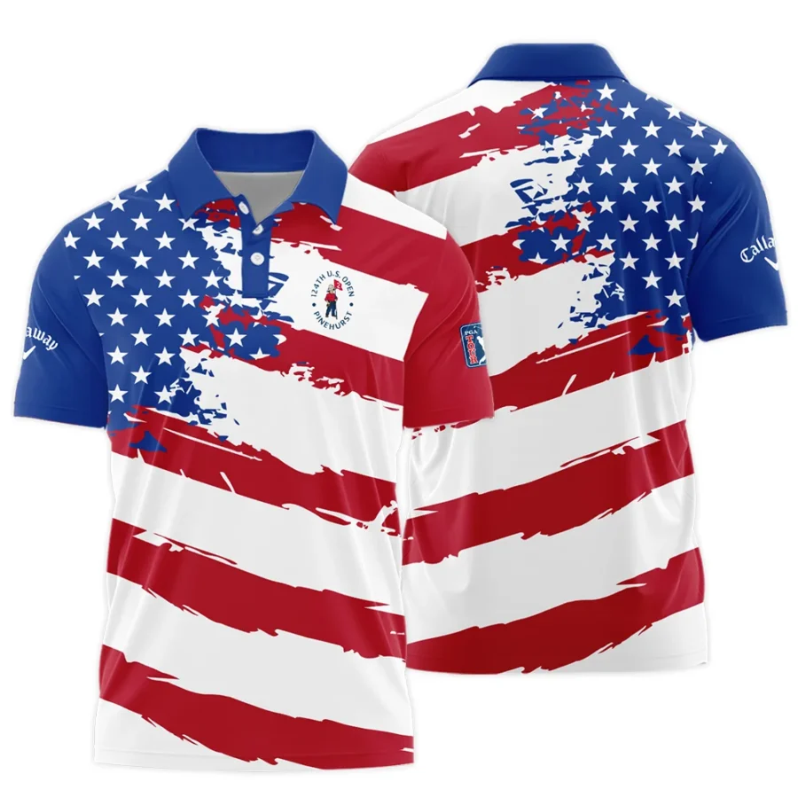 Callaway US Flag Blue Red Stars 124th U.S. Open Pinehurst Polo Shirt Style Classic Polo Shirt For Men