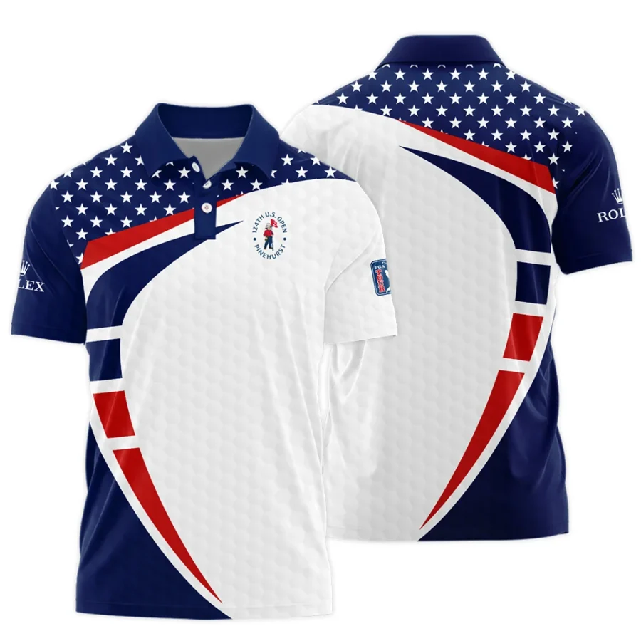 124th U.S. Open Pinehurst Rolex US Flag Blue Red Stars Polo Shirt Style Classic Polo Shirt For Men