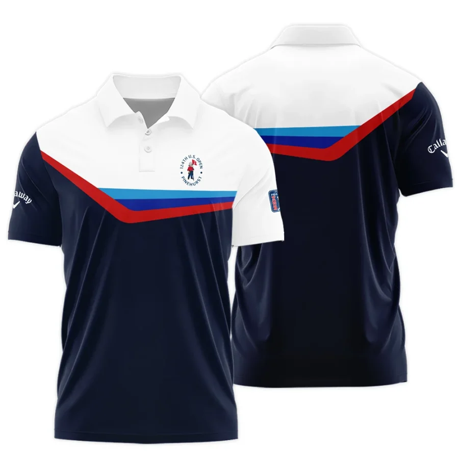 124th U.S. Open Pinehurst Golf Blue Red Line White Pattern Callaway Polo Shirt Style Classic Polo Shirt For Men