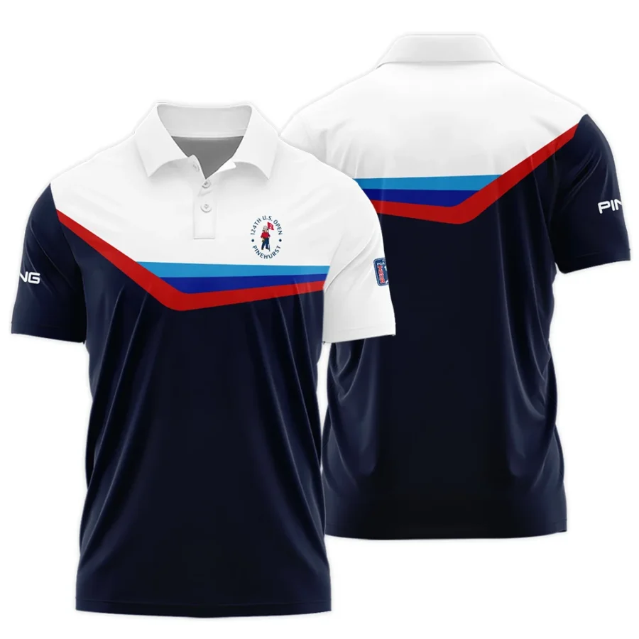 124th U.S. Open Pinehurst Golf Blue Red Line White Pattern Ping Polo Shirt Style Classic Polo Shirt For Men