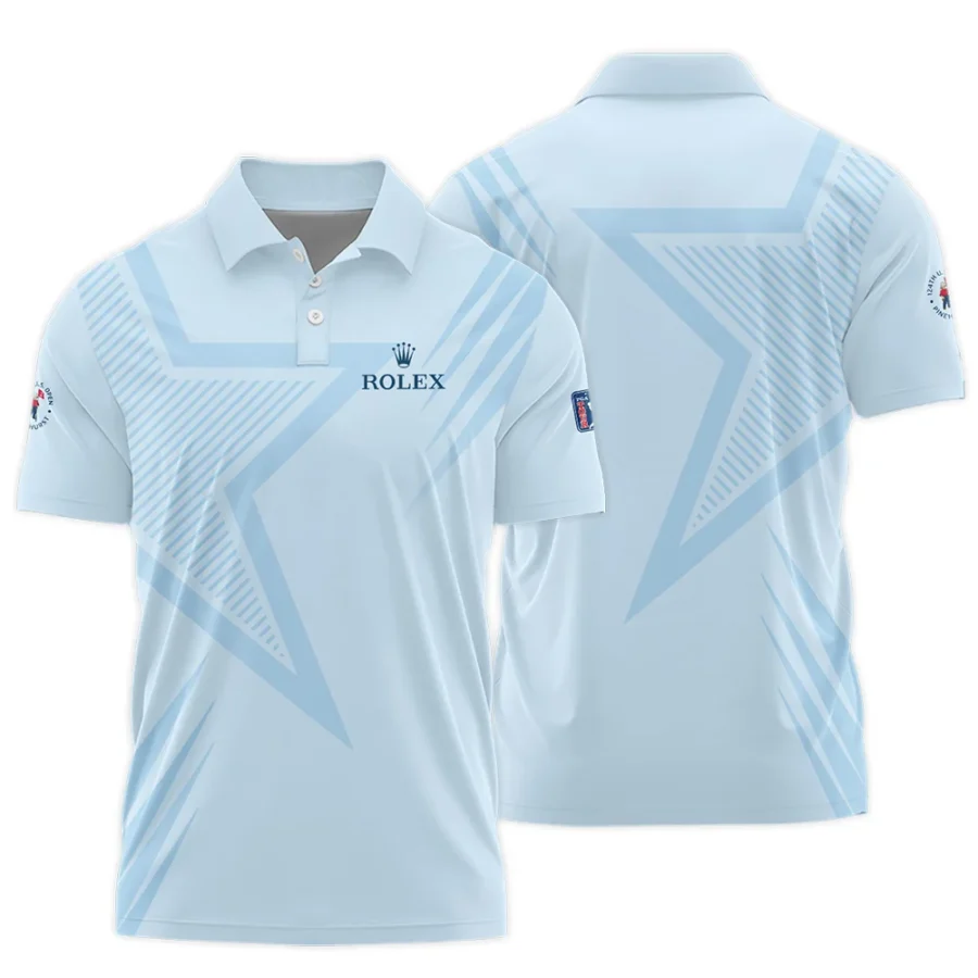 124th U.S. Open Pinehurst Golf Star Line Pattern Light Blue Rolex Polo Shirt Style Classic Polo Shirt For Men