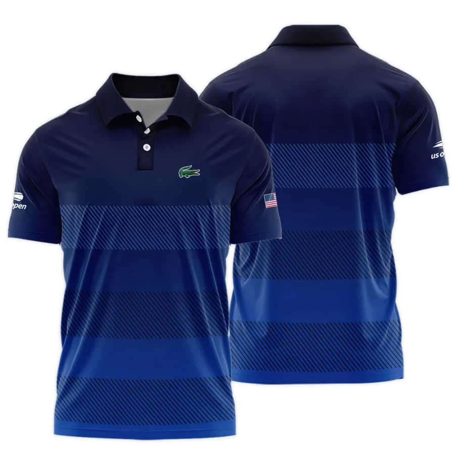 Straight Line Dark Blue Background US Open Tennis Champions Lacoste Polo Shirt Style Classic Polo Shirt For Men