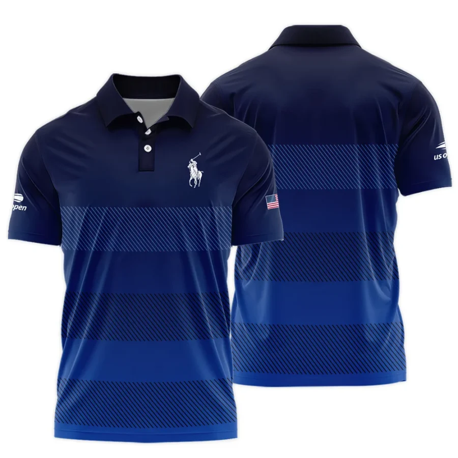 Straight Line Dark Blue Background US Open Tennis Champions Ralph Lauren Polo Shirt Style Classic Polo Shirt For Men