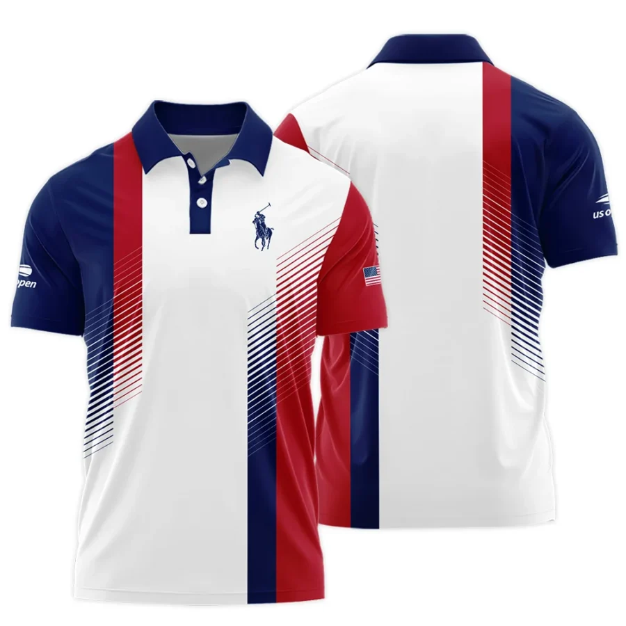 Ralph Lauren Blue Red Straight Line White US Open Tennis Champions Polo Shirt Style Classic Polo Shirt For Men