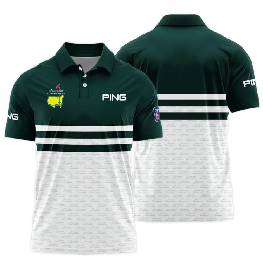 Dark Green Mix White With Logo Pattern Masters Tournament Ping Polo Shirt Style Classic Polo Shirt For Men