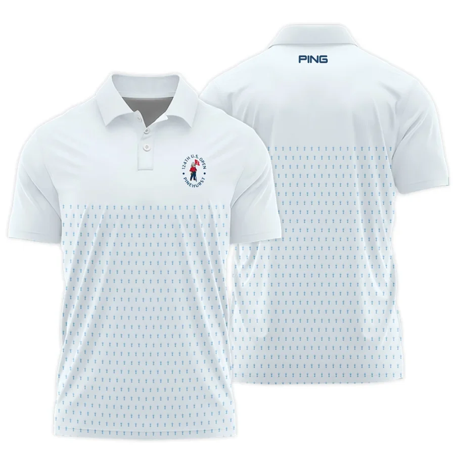 U.S Open Trophy Pattern Light Blue 124th U.S. Open Pinehurst Ping Polo Shirt Style Classic Polo Shirt For Men