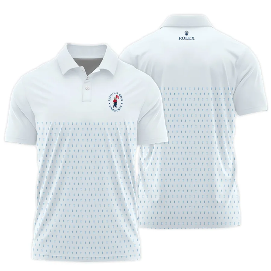 U.S Open Trophy Pattern Light Blue 124th U.S. Open Pinehurst Rolex Polo Shirt Style Classic Polo Shirt For Men