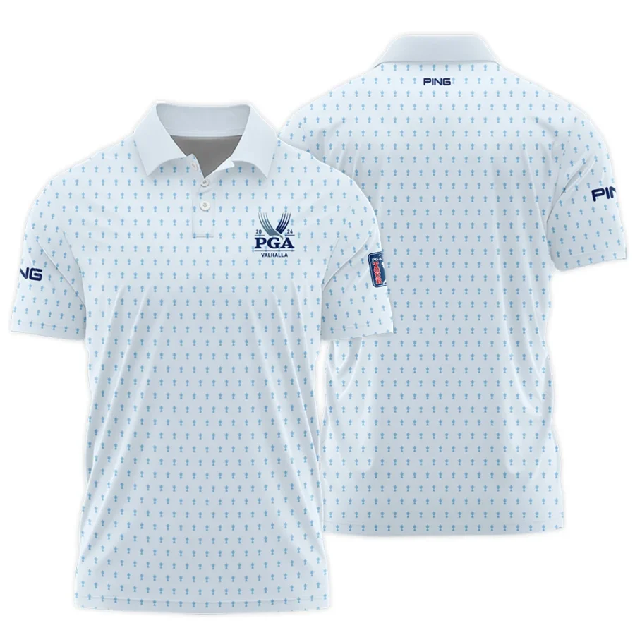 Golf Pattern Light Blue Cup 2024 PGA Championship Valhalla Ping Polo Shirt Style Classic Polo Shirt For Men