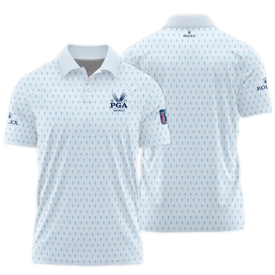 Golf Pattern Light Blue Cup 2024 PGA Championship Valhalla Rolex Polo Shirt Style Classic Polo Shirt For Men