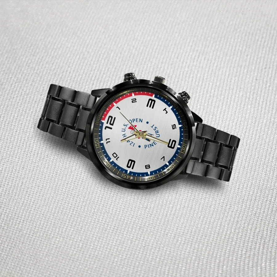 Metalic Pattern 124th U.S. Open Pinehurst Black Stainless Steel Watch Style Classic