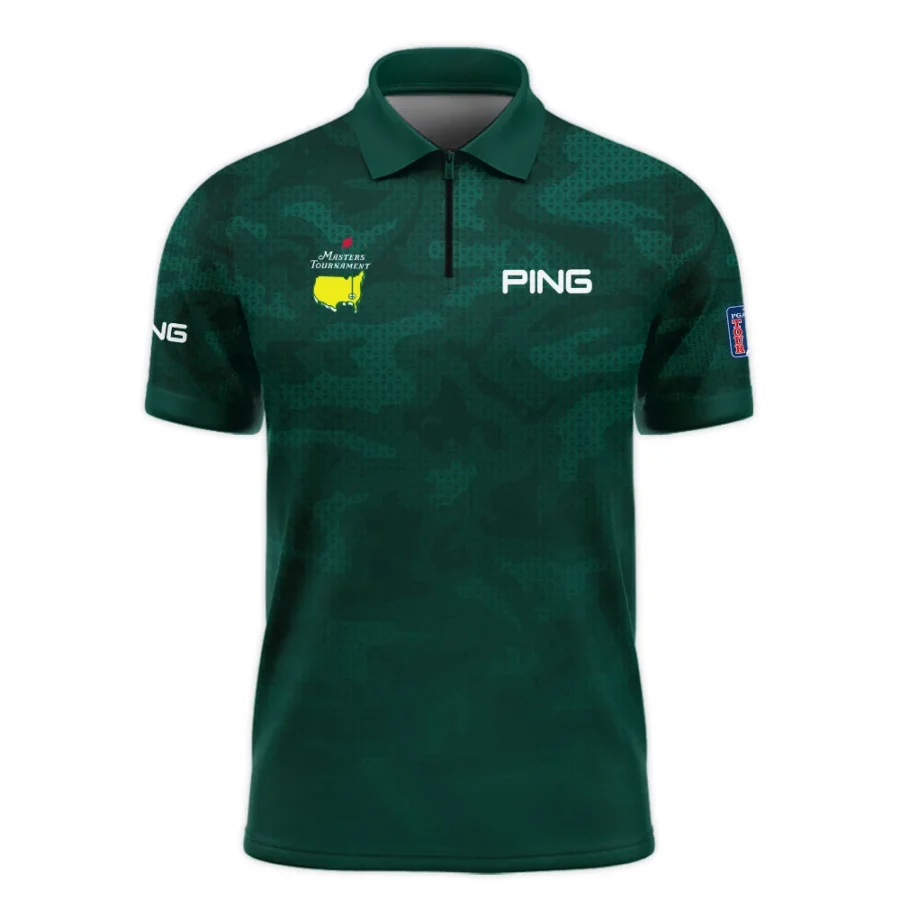 Masters Tournament Ping Camo Sport Green Abstract Zipper Polo Shirt Style Classic Zipper Polo Shirt For Men