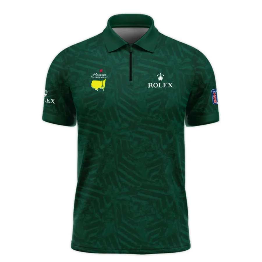 Rolex Masters Tournament Green Stratches Seamless Pattern Zipper Polo Shirt Style Classic Zipper Polo Shirt For Men