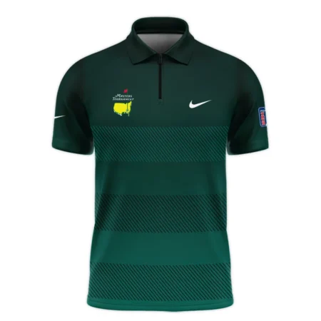 Nike Masters Tournament Dark Green Gradient Stripes Pattern Golf Sport Zipper Polo Shirt Style Classic Zipper Polo Shirt For Men