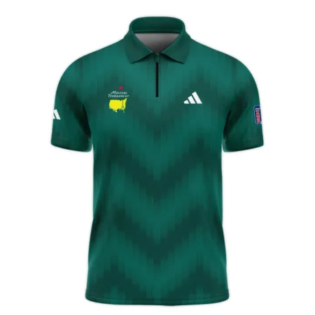 Golf Sport Green Gradient Stripes Pattern Adidas Masters Tournament Zipper Polo Shirt Style Classic Zipper Polo Shirt For Men