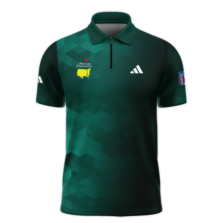 Adidas Golf Sport Dark Green Gradient Abstract Background Masters Tournament Zipper Polo Shirt Style Classic Zipper Polo Shirt For Men