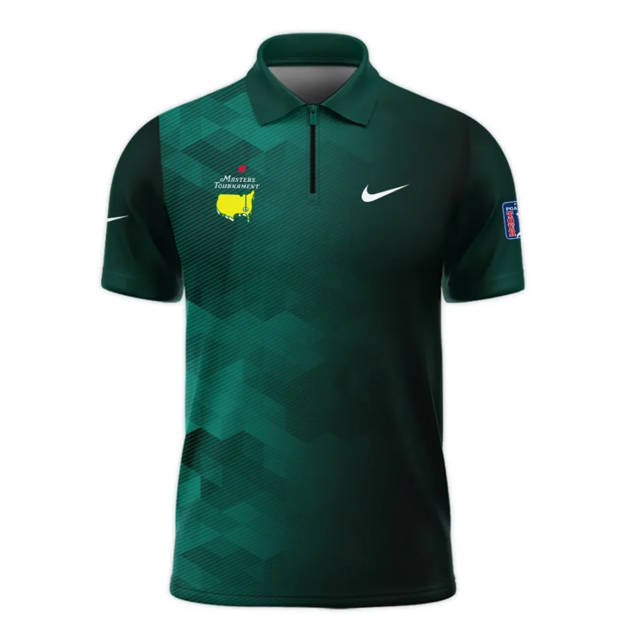 Nike Golf Sport Dark Green Gradient Abstract Background Masters Tournament Zipper Polo Shirt Style Classic Zipper Polo Shirt For Men