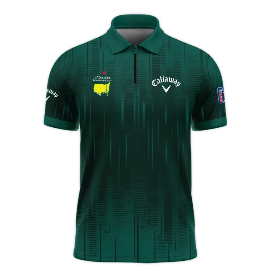 Masters Tournament Callaway Dark Green Gradient Stripes Pattern Zipper Polo Shirt Style Classic Zipper Polo Shirt For Men