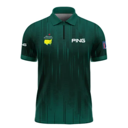 Masters Tournament Ping Dark Green Gradient Stripes Pattern Zipper Polo Shirt Style Classic Zipper Polo Shirt For Men
