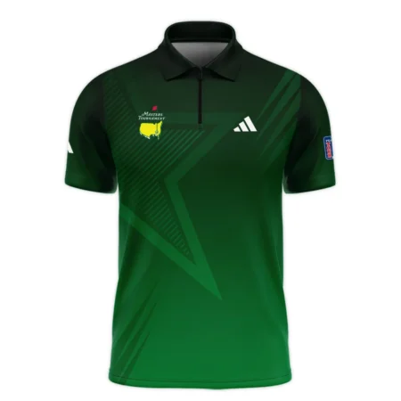 Adidas Masters Tournament Polo Shirt Dark Green Gradient Star Pattern Golf Sports Zipper Polo Shirt Style Classic Zipper Polo Shirt For Men