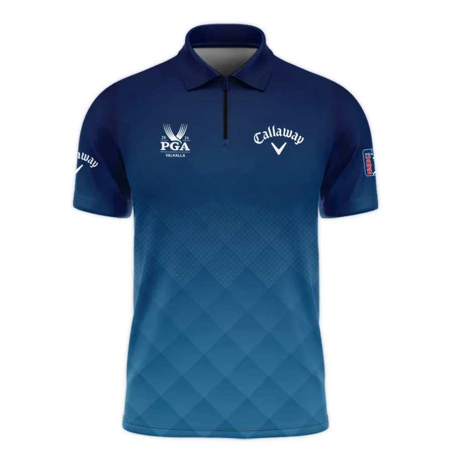 2024 PGA Championship Valhalla Callaway Blue Gradient Abstract Stripes  Zipper Polo Shirt Style Classic Zipper Polo Shirt For Men