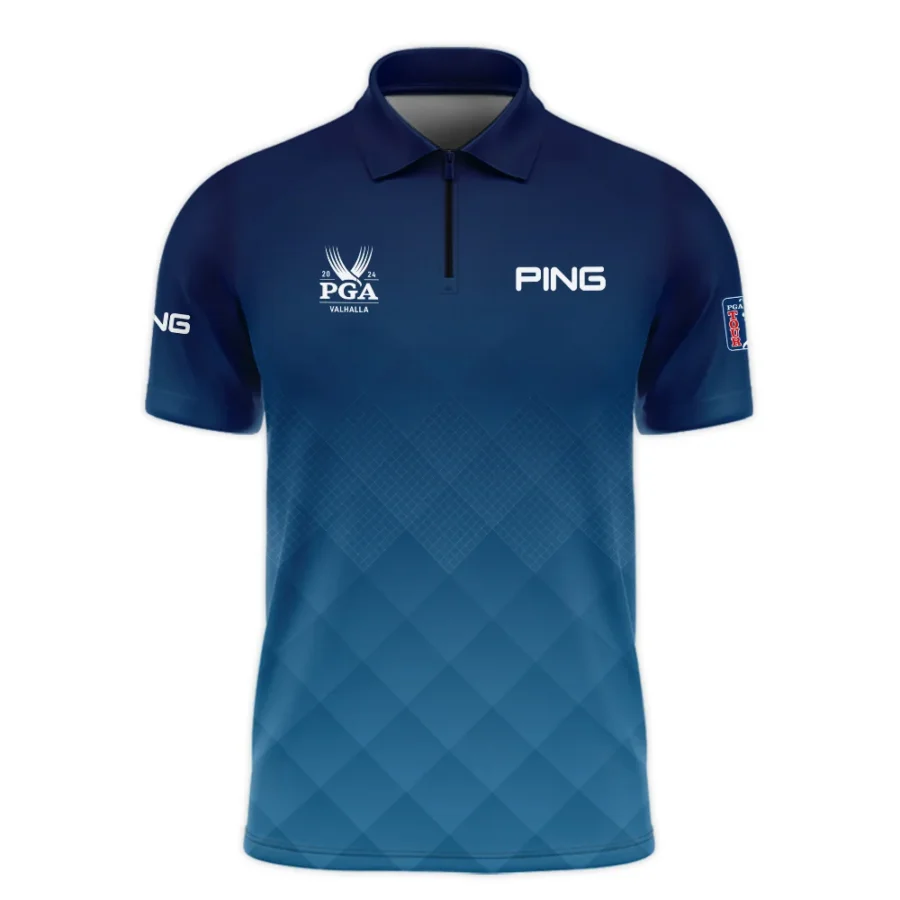 2024 PGA Championship Valhalla Ping Blue Gradient Abstract Stripes  Zipper Polo Shirt Style Classic Zipper Polo Shirt For Men