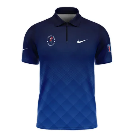 124th U.S. Open Pinehurst Nike Dark Blue Gradient Stripes Pattern Zipper Polo Shirt Style Classic Zipper Polo Shirt For Men