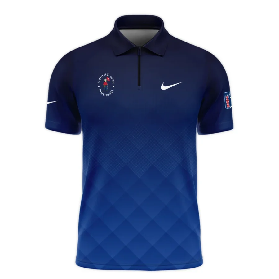 124th U.S. Open Pinehurst Nike Dark Blue Gradient Stripes Pattern Zipper Polo Shirt Style Classic Zipper Polo Shirt For Men