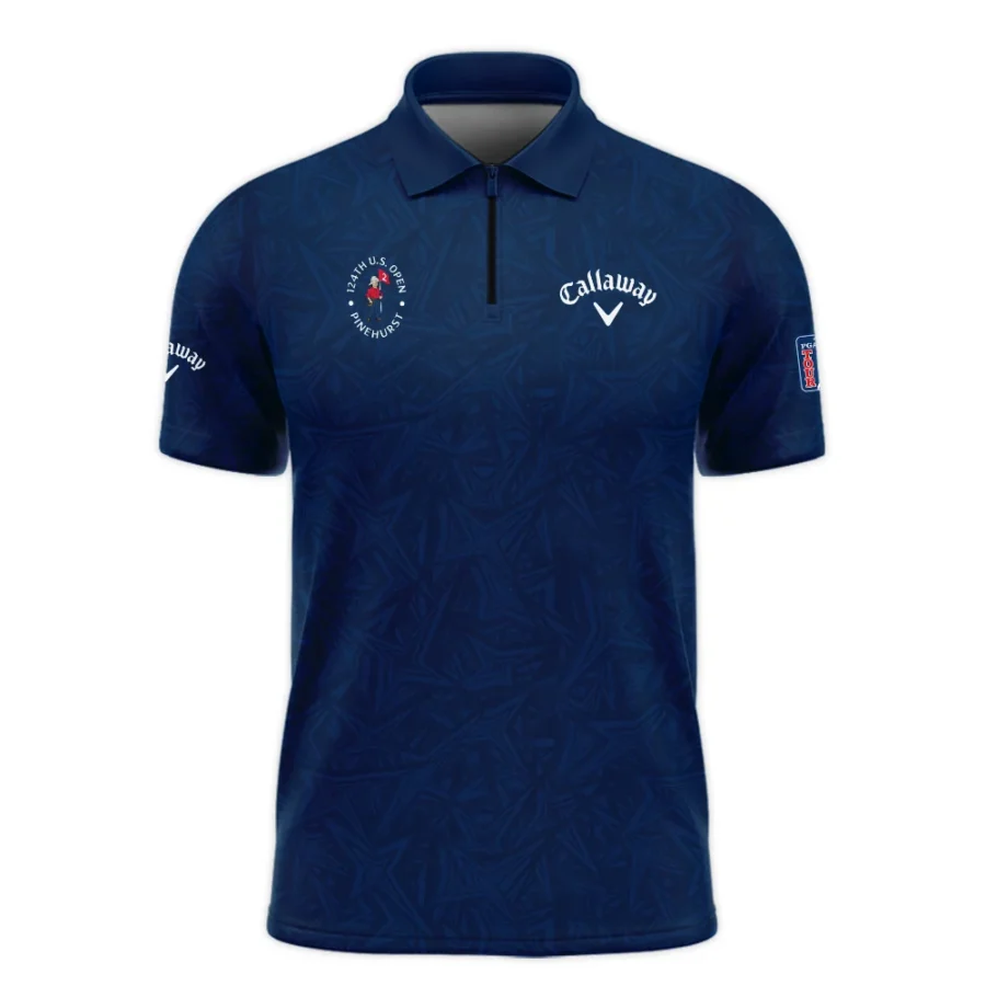 Callaway 124th U.S. Open Pinehurst Stars Gradient Pattern Dark Blue Zipper Polo Shirt Style Classic Zipper Polo Shirt For Men