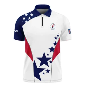 124th U.S. Open Pinehurst Ping Stars US Flag White Blue Long Polo Shirt Style Classic Long Polo Shirt For Men