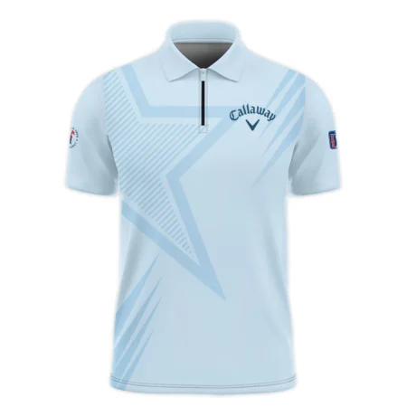 124th U.S. Open Pinehurst Golf Star Line Pattern Light Blue Callaway Zipper Polo Shirt Style Classic Zipper Polo Shirt For Men