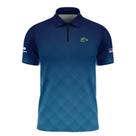 Lacoste Blue Abstract Background US Open Tennis Champions Short Sleeve Round Neck Polo Shirts