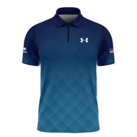 Under Armour Blue Abstract Background US Open Tennis Champions Zipper Polo Shirt Style Classic Zipper Polo Shirt For Men