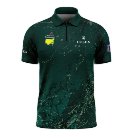 Old Cracked Texture With Gold Splash Paint Masters Tournament Rolex Zipper Polo Shirt Style Classic Zipper Polo Shirt For Men