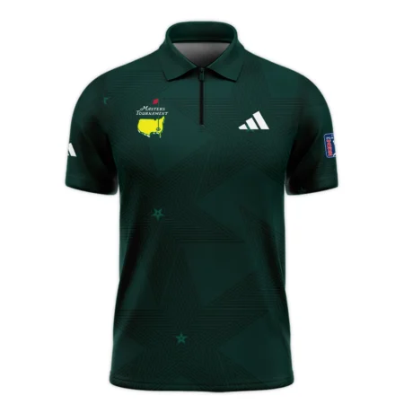Golf Pattern Stars Dark Green Masters Tournament Adidas Zipper Polo Shirt Style Classic Zipper Polo Shirt For Men