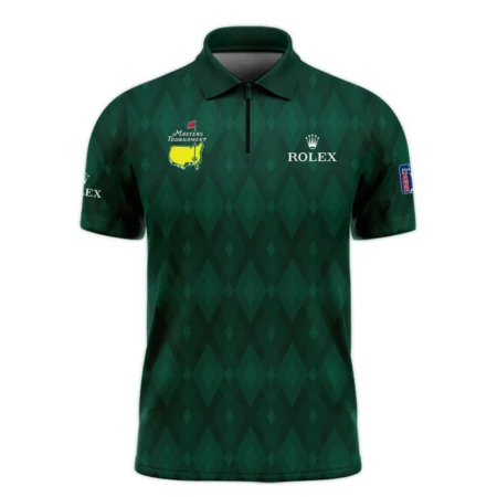 Green Fabric Ikat Diamond pattern Masters Tournament Rolex Zipper Polo Shirt Style Classic Zipper Polo Shirt For Men