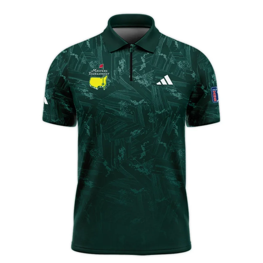 Dark Green Background Masters Tournament Adidas Zipper Polo Shirt Style Classic Zipper Polo Shirt For Men
