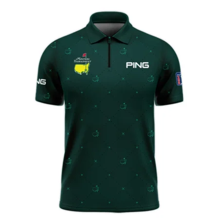 Dark Green Pattern In Retro Style With Logo Masters Tournament Ping Zipper Polo Shirt Style Classic Zipper Polo Shirt For Men