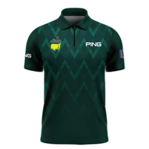 Abstract Dark Green Zigzag Background Masters Tournament Ping Long Polo Shirt Style Classic Long Polo Shirt For Men