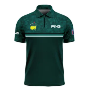 Dark Green Triangle Mosaic Pattern Masters Tournament Ping Long Polo Shirt Style Classic Long Polo Shirt For Men