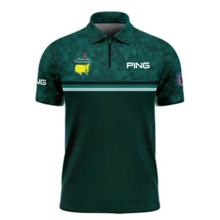 Dark Green Triangle Mosaic Pattern Masters Tournament Ping Zipper Polo Shirt Style Classic Zipper Polo Shirt For Men