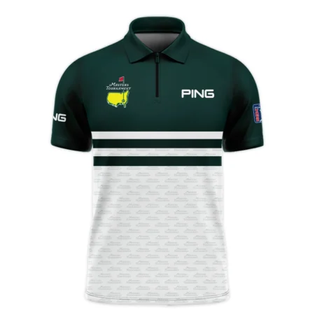 Dark Green Mix White With Logo Pattern Masters Tournament Ping Zipper Polo Shirt Style Classic Zipper Polo Shirt For Men