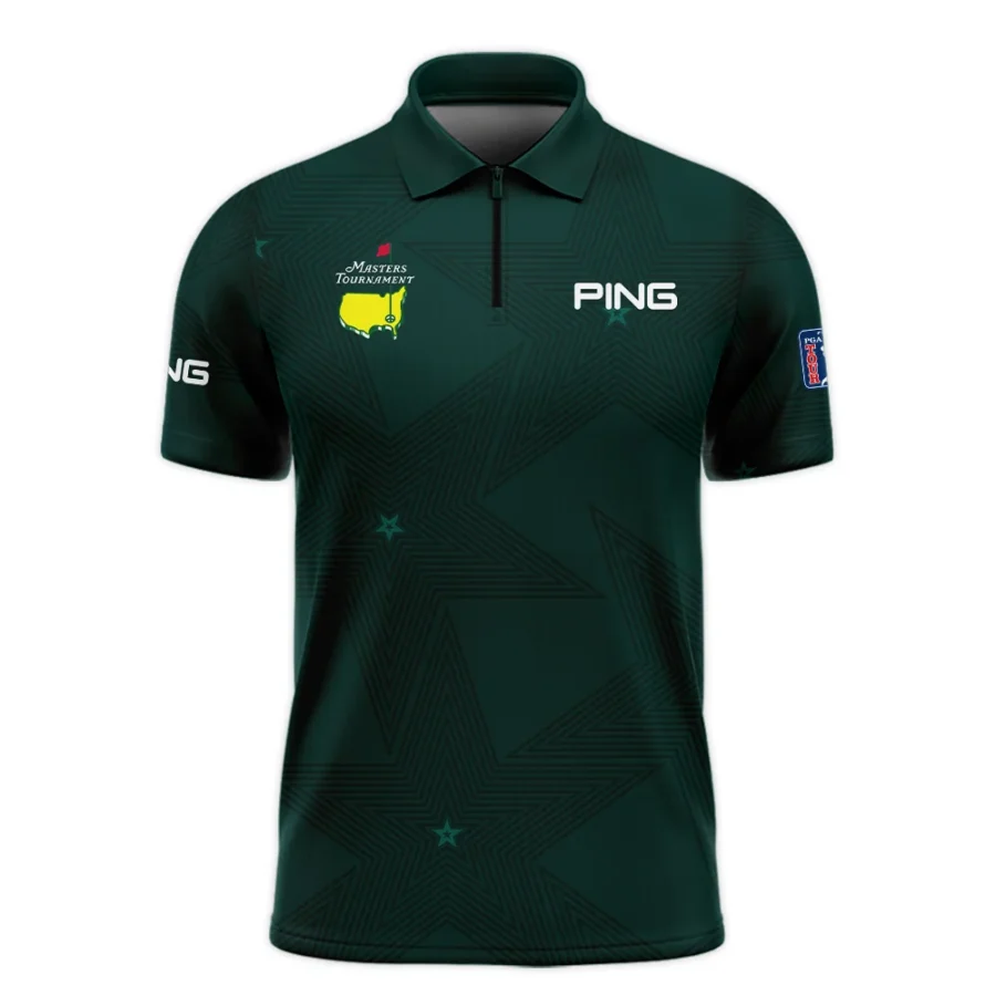 Dark Green Background Masters Tournament Ping Zipper Polo Shirt Style Classic Zipper Polo Shirt For Men