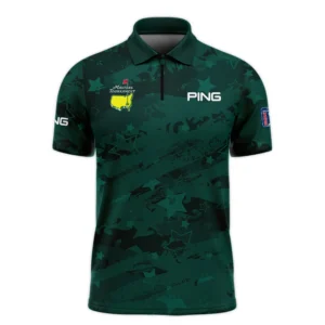 Dark Green Stars Pattern Grunge Background Masters Tournament Ping Polo Shirt Style Classic Polo Shirt For Men