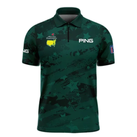 Dark Green Stars Pattern Grunge Background Masters Tournament Ping Zipper Polo Shirt Style Classic Zipper Polo Shirt For Men