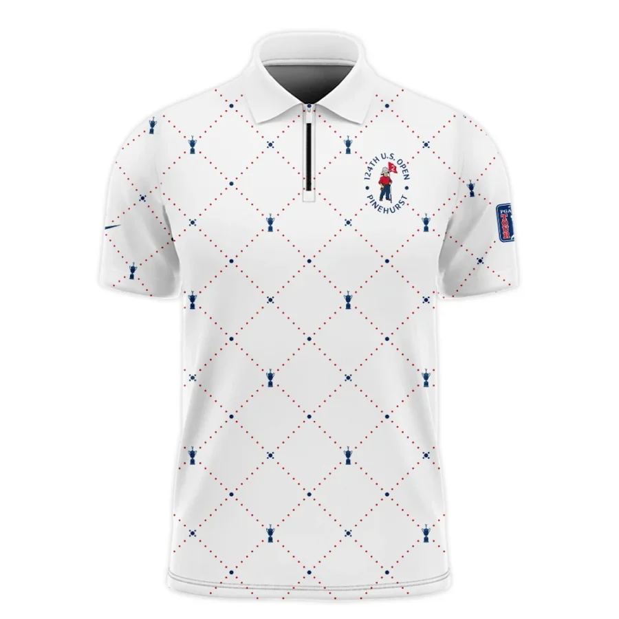 Argyle Pattern With Cup 124th U.S. Open Pinehurst Nike Zipper Polo Shirt Style Classic Zipper Polo Shirt For Men