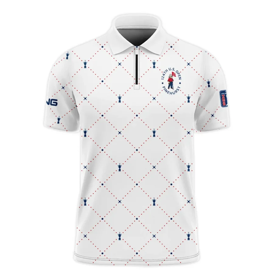 Argyle Pattern With Cup 124th U.S. Open Pinehurst Ping Zipper Polo Shirt Style Classic Zipper Polo Shirt For Men