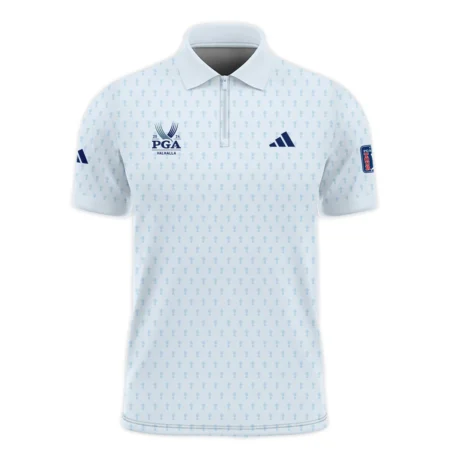 Golf Pattern Cup White Mix Light Blue 2024 PGA Championship Valhalla Adidas Zipper Polo Shirt Style Classic Zipper Polo Shirt For Men
