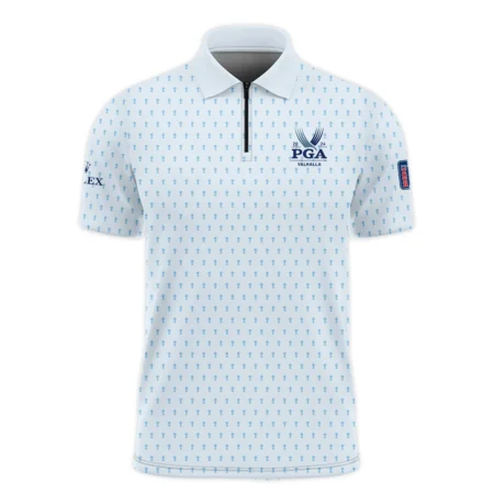 Golf Pattern Light Blue Cup 2024 PGA Championship Valhalla Rolex Zipper Polo Shirt Style Classic Zipper Polo Shirt For Men